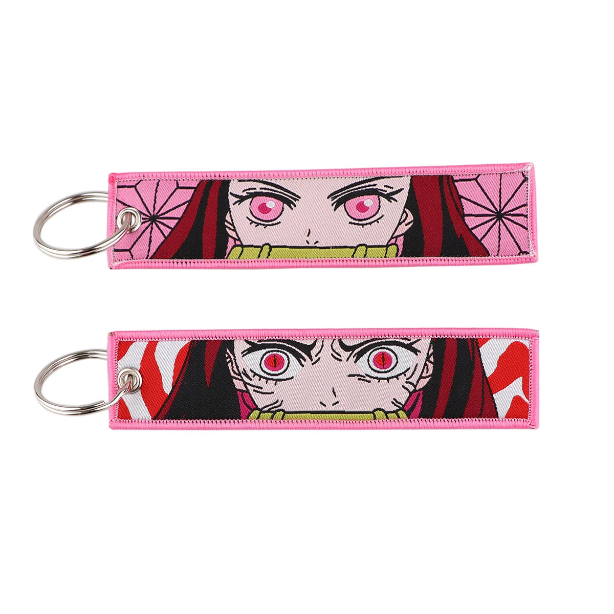 Cartoon Demon Slayer Jacquard Keychain Lanyard, Demon Access Card Holder, Fabric Keychain for ID and Office Badge,017
