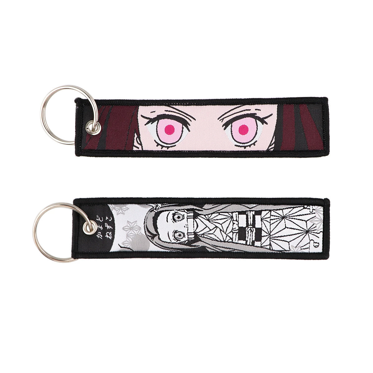 Cartoon Demon Slayer Jacquard Keychain Lanyard, Demon Access Card Holder, Fabric Keychain for ID and Office Badge,017