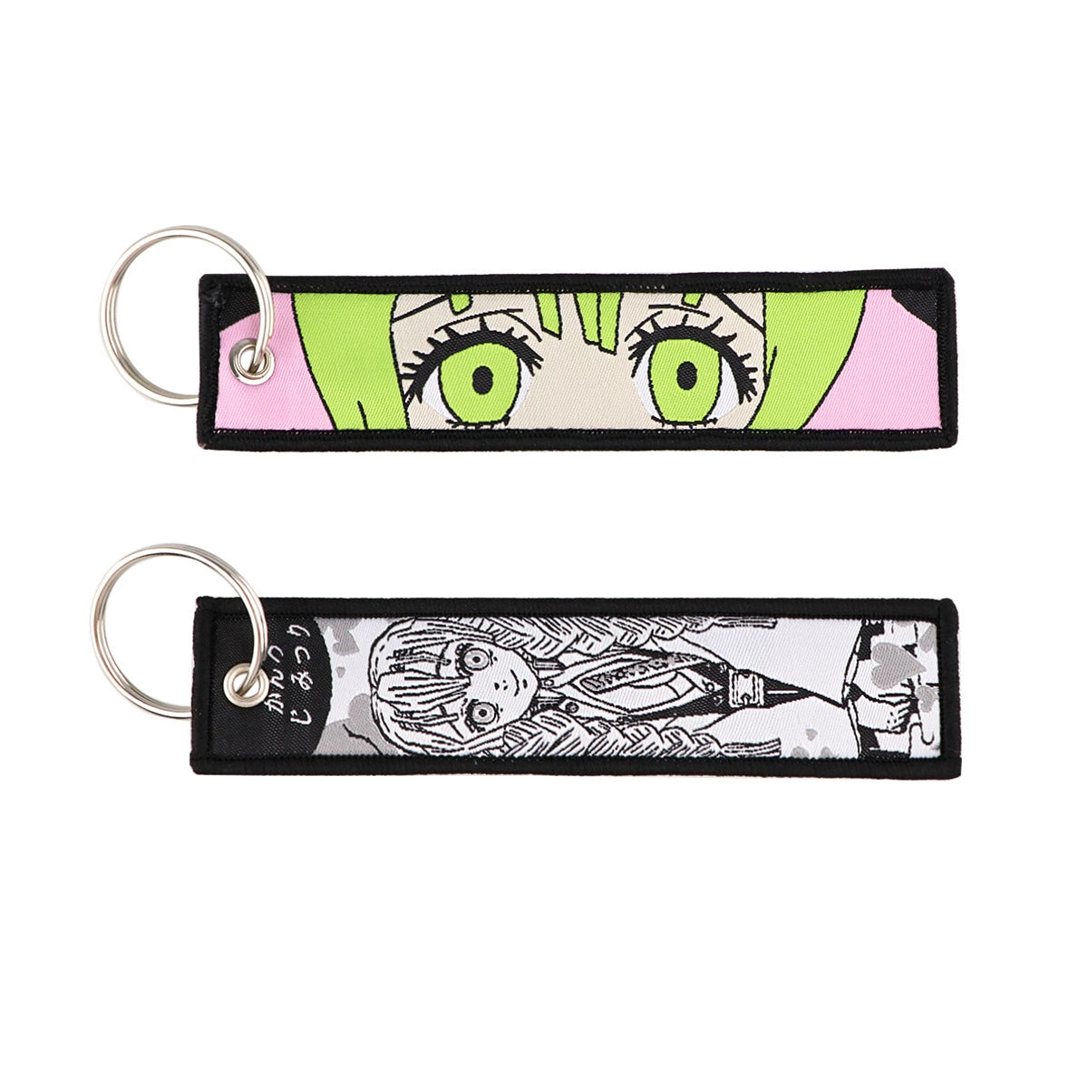 Cartoon Demon Slayer Jacquard Keychain Lanyard, Demon Access Card Holder, Fabric Keychain for ID and Office Badge,017