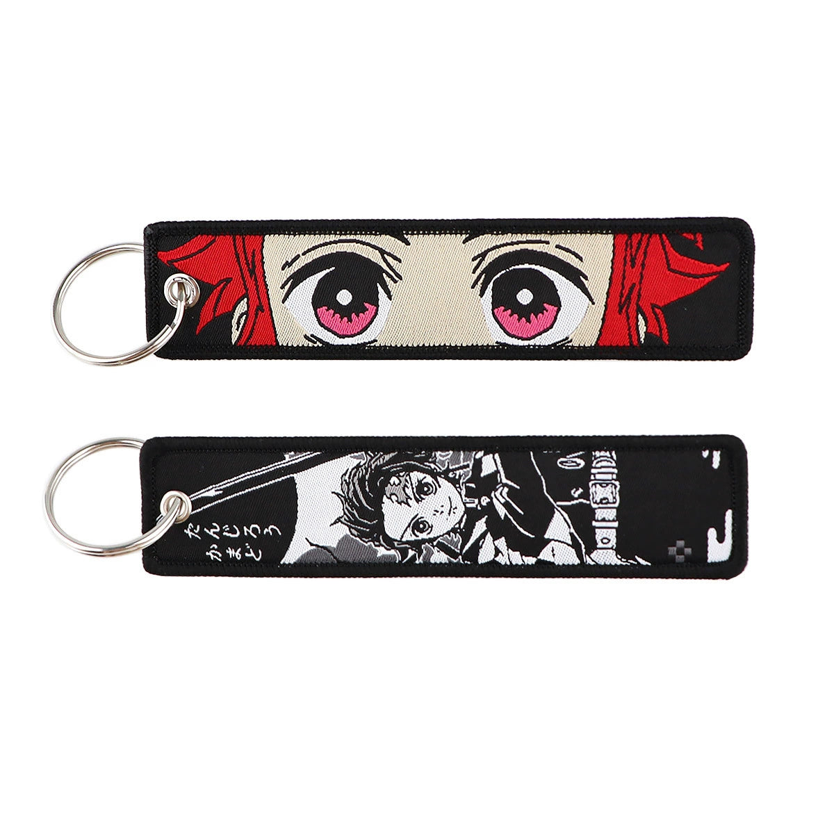 Cartoon Demon Slayer Jacquard Keychain Lanyard, Demon Access Card Holder, Fabric Keychain for ID and Office Badge,017