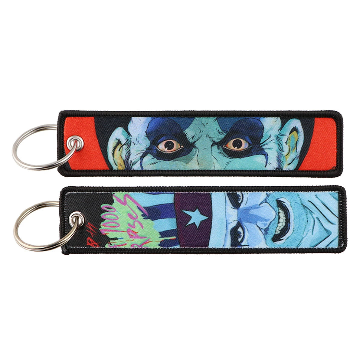 Halloween Cartoon Horror Woven Lanyard Keychain – Fabric Badge Holder for Students & Campus Use,029