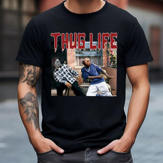 THUG LIFE Halloween Horror Characters Crewneck,Friday Meme Shirt,TS-C-085
