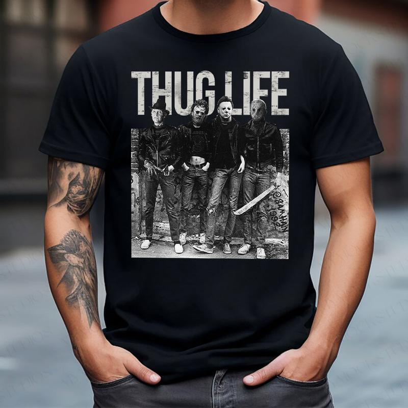 Sweat à capuche avec personnages d'horreur d'Halloween THUG LIFE, TS-C-103