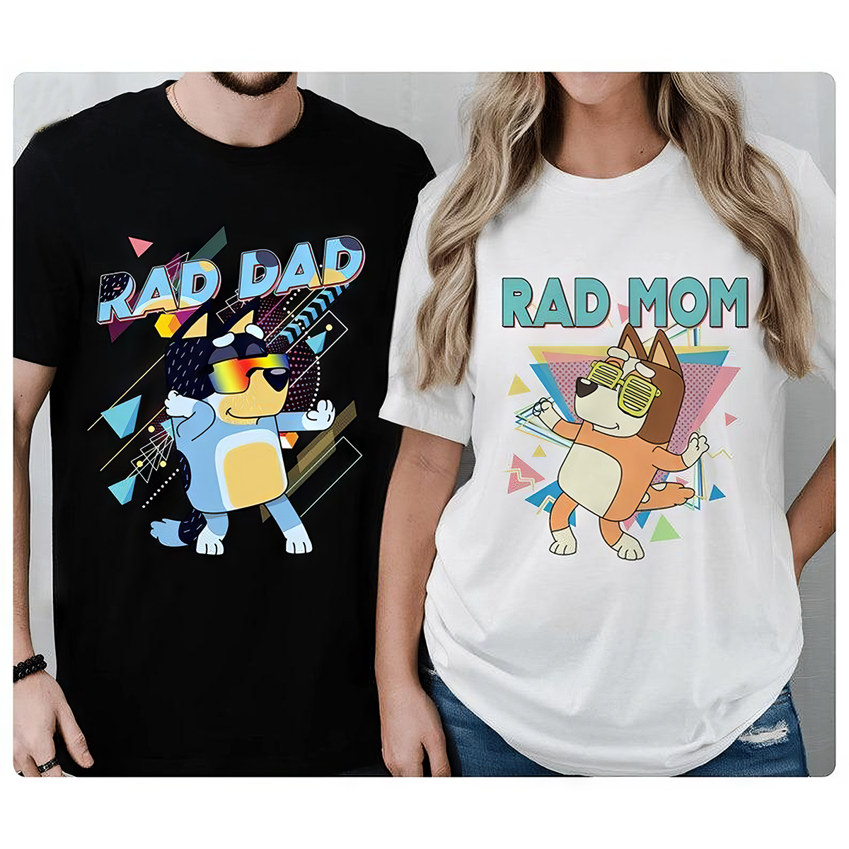 Bluey Rad Mom Dad Retro Couple Bluey T-Shirt,Crewneck,Hoodie,TS-C-546