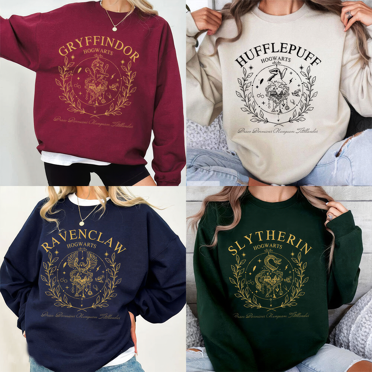 Wizard Harry Potter Hogwarts Houses Shirts,Crewneck,Bookie Hoodie,H-C-170