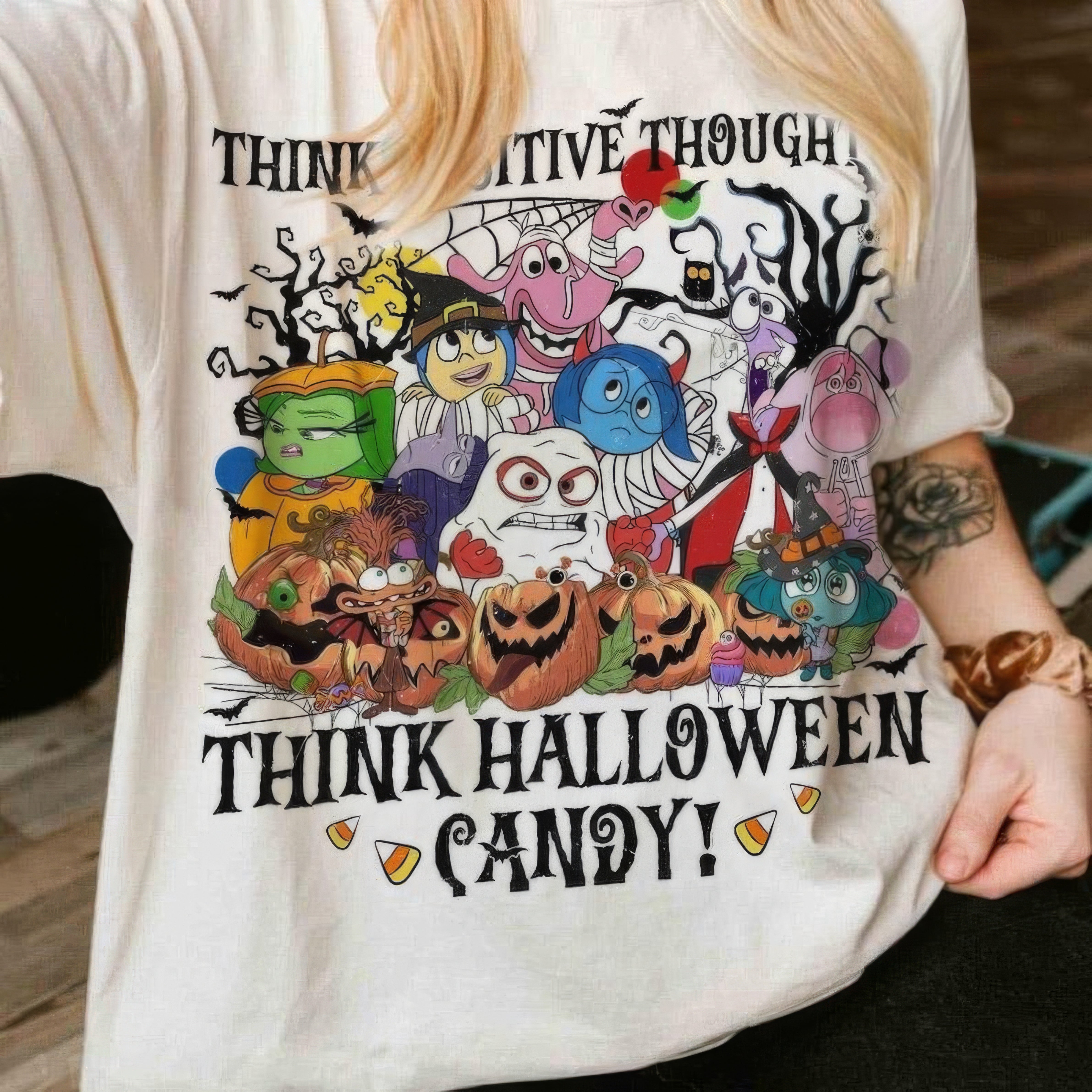 Think Halloween Candy Emotional Pumpkin Ghost Family T-Shirt,Crewneck,Hoodie,TS-C-628