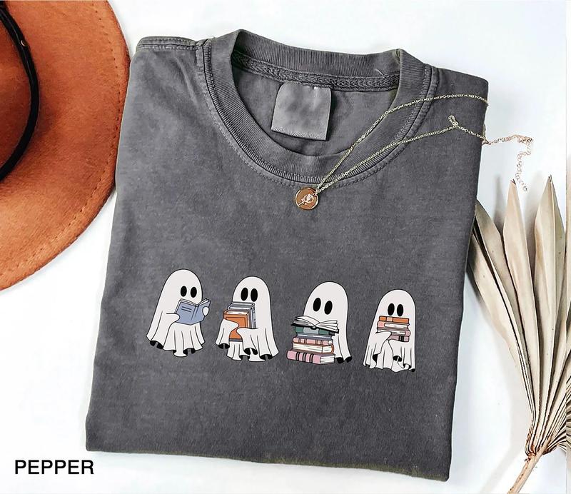 Cute Ghost Reading Books Halloween T-shirt,Crewneck,Hoodie,TS-C-478