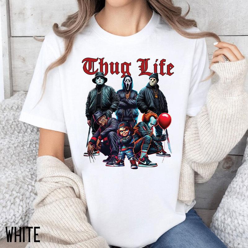 Sweat à capuche avec personnages d'horreur d'Halloween THUG LIFE, TS-C-103