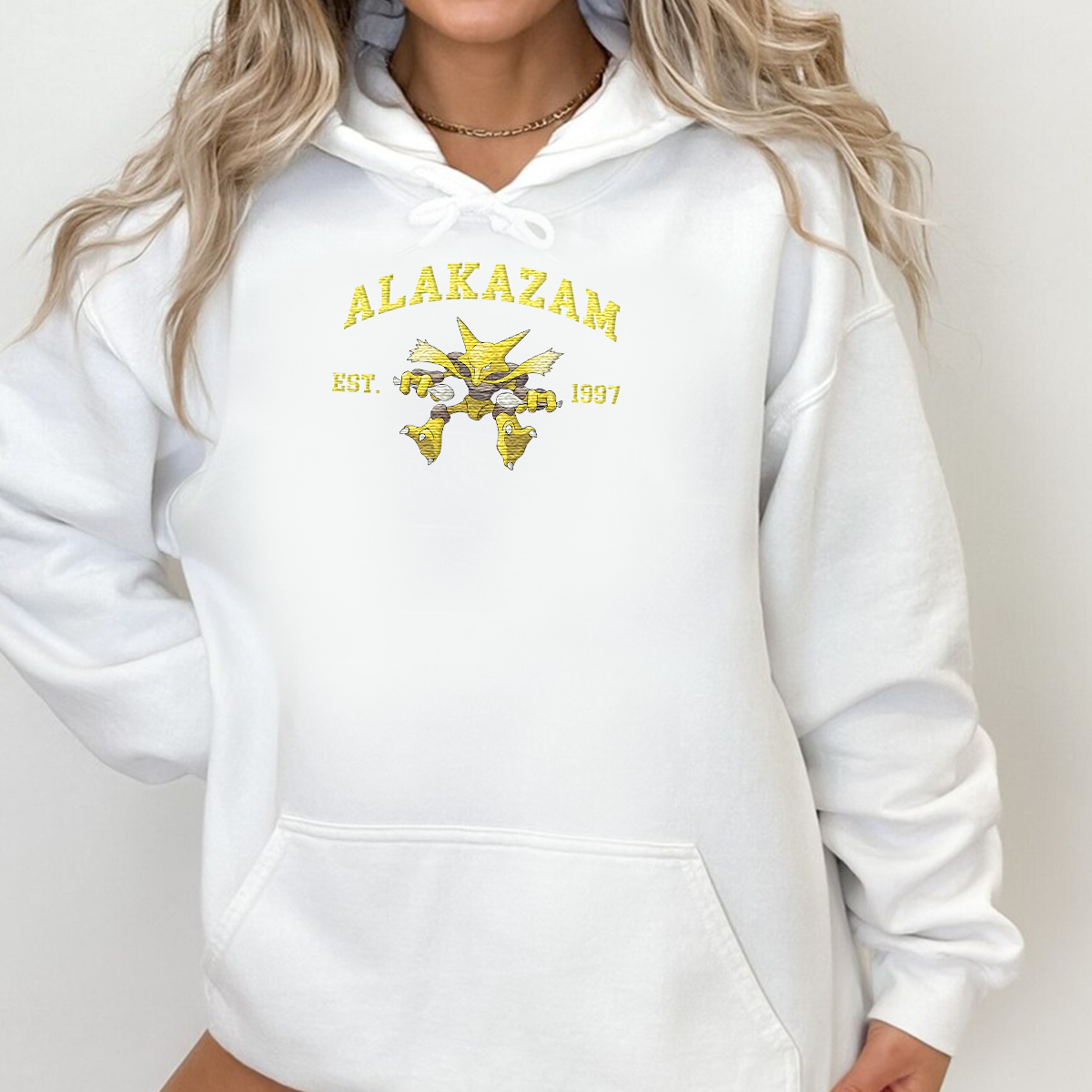 Alakazam Adorable Anime-Themed Embroidered T-Shirt,Crewneck,Hoodie-Trendy Versatile and a Thoughtful Gift for Friends,H-C-870