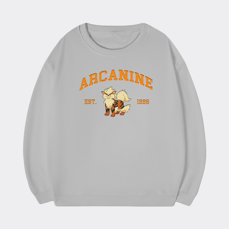 Arcanine Adorable Anime-Themed Embroidered T-Shirt,Crewneck,Hoodie-Trendy Versatile and a Thoughtful Gift for Friends,H-C-711