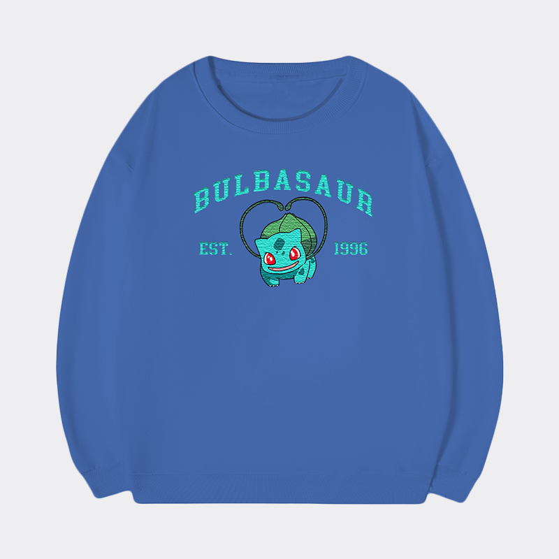 Bulbasaur Adorable Anime-Themed Embroidered T-Shirt,Crewneck,Hoodie-Trendy Versatile and a Thoughtful Gift for Friends,H-C-713