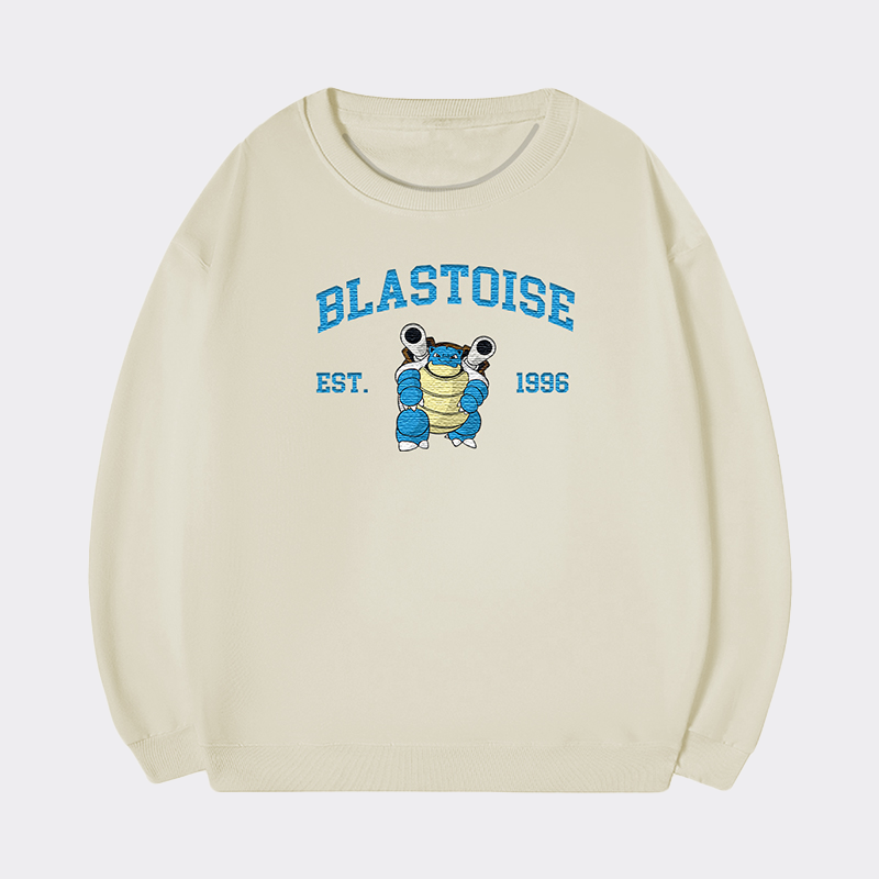 Blastoise Adorable Anime-Themed Embroidered T-Shirt,Crewneck,Hoodie-Trendy Versatile and a Thoughtful Gift for Friends,H-C-712