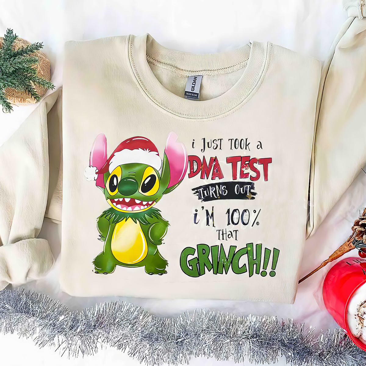 Stitch Xmas DNA Test Grinch T-Shirt,Crewneck,Hoodie,TS-C-423