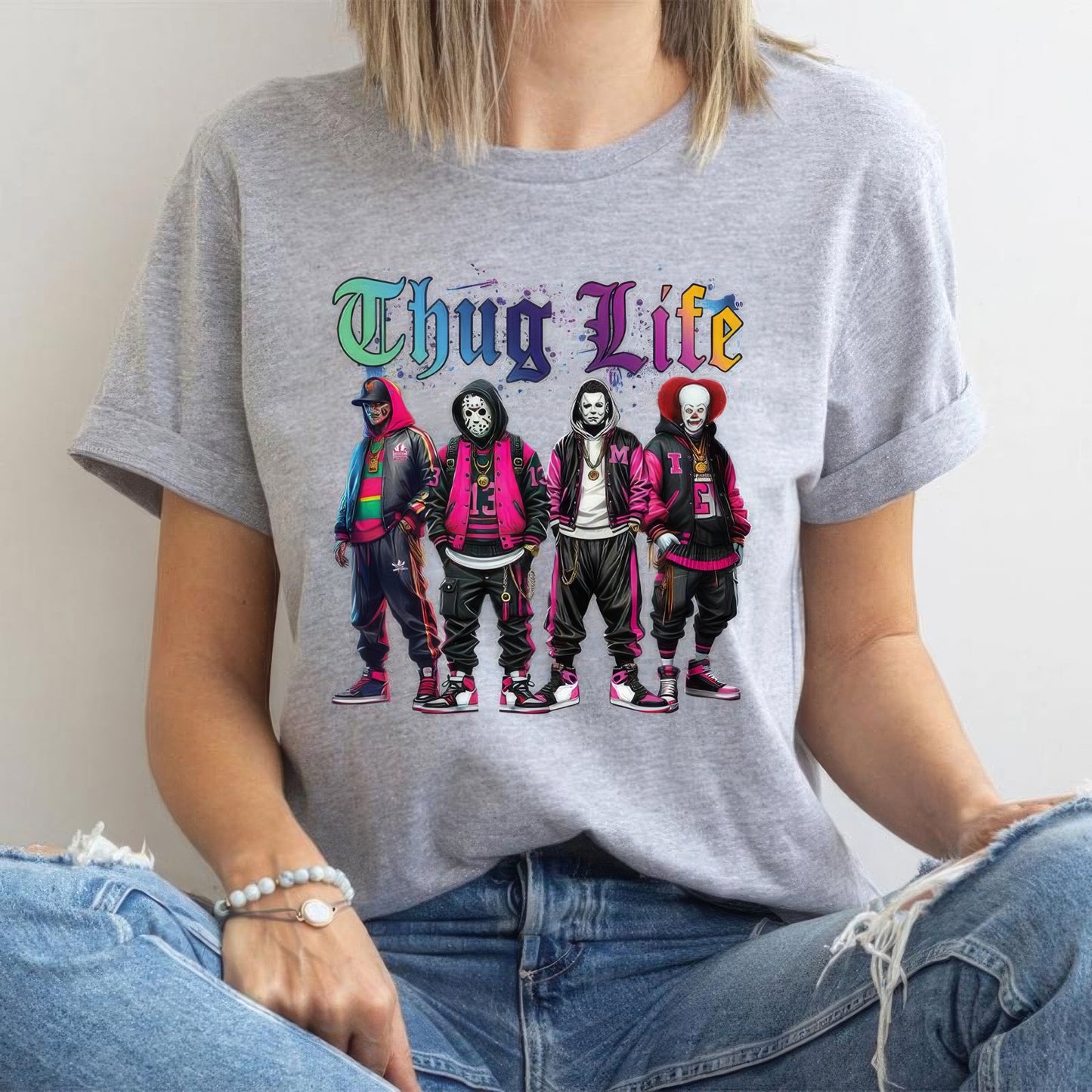 Thug Life Halloween Horror Graphic T-Shirt,Crewneck,Hoodie,TS-C-200