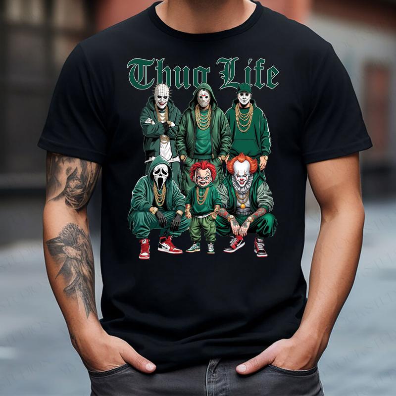 Sweat à capuche avec personnages d'horreur d'Halloween THUG LIFE, TS-C-103