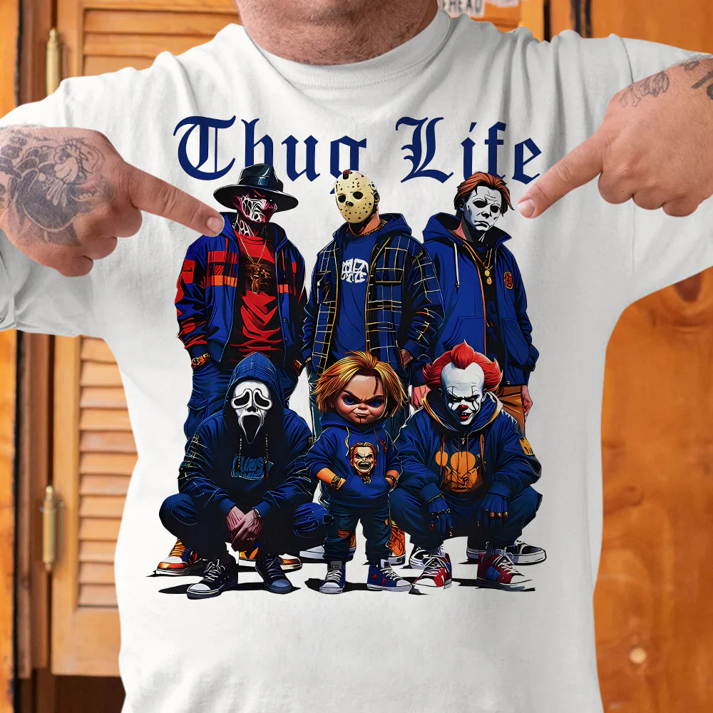 Sweat à capuche avec personnages d'horreur d'Halloween THUG LIFE, TS-C-103