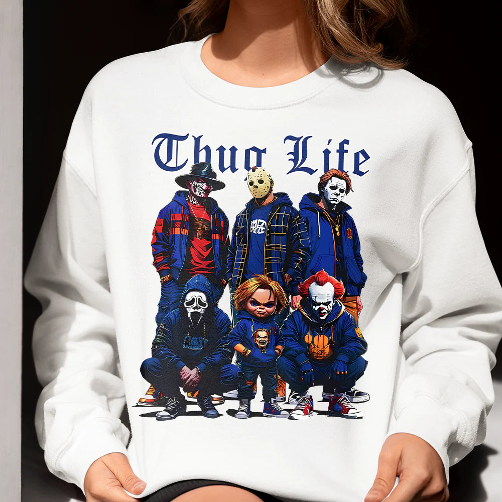 Sweat à capuche avec personnages d'horreur d'Halloween THUG LIFE, TS-C-103