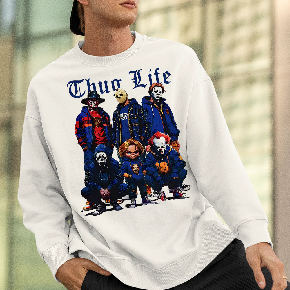 Sweat à capuche avec personnages d'horreur d'Halloween THUG LIFE, TS-C-103