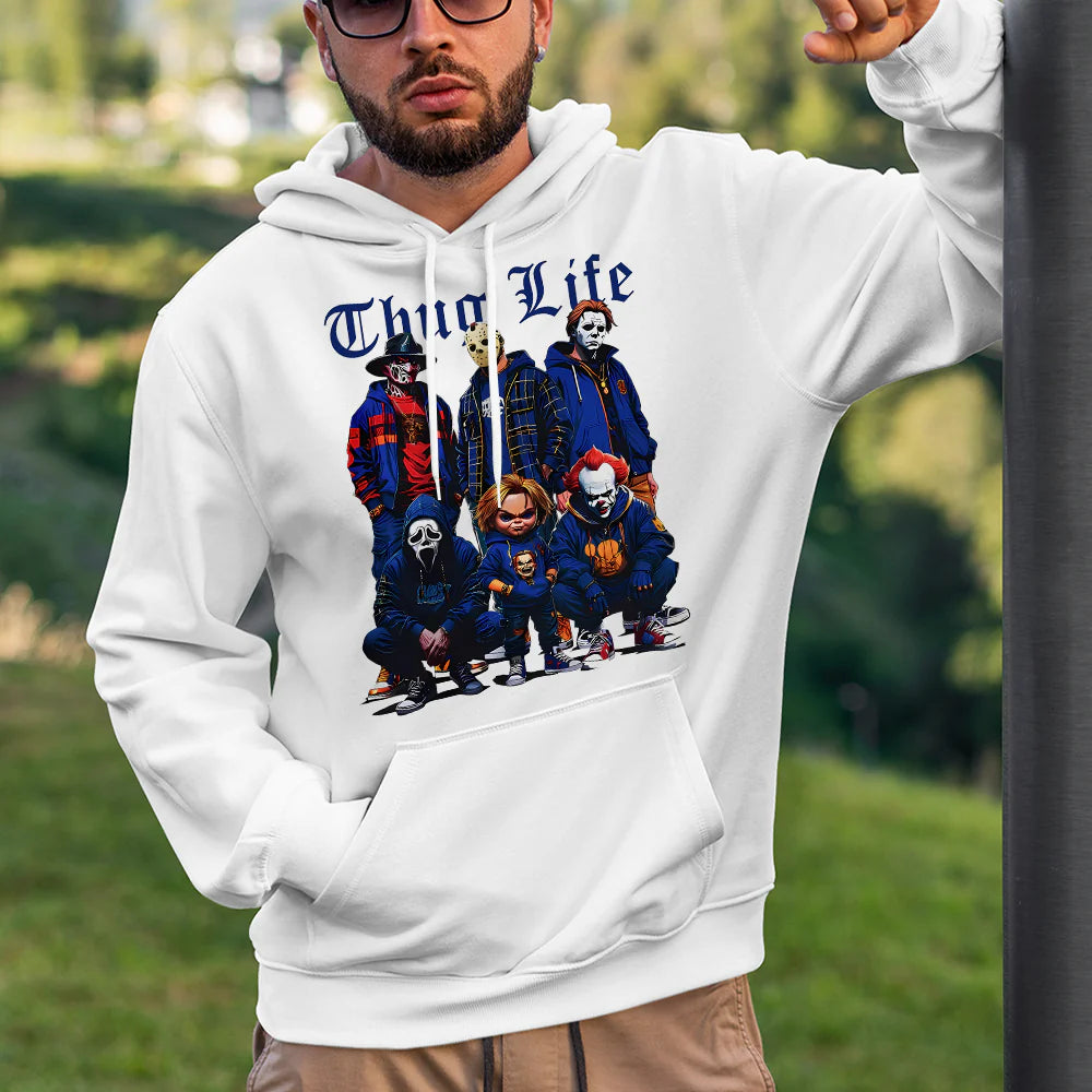 Sweat à capuche avec personnages d'horreur d'Halloween THUG LIFE, TS-C-103