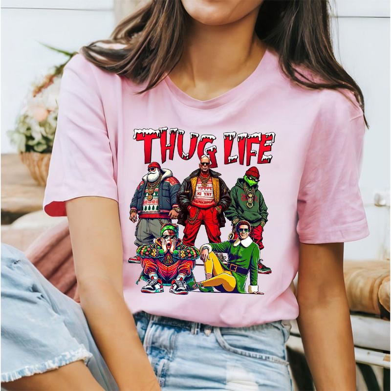 THUG LlFE Christmas Movies Xmas Graphic T-Shirt,Crewneck,Hoodie,H-C-858