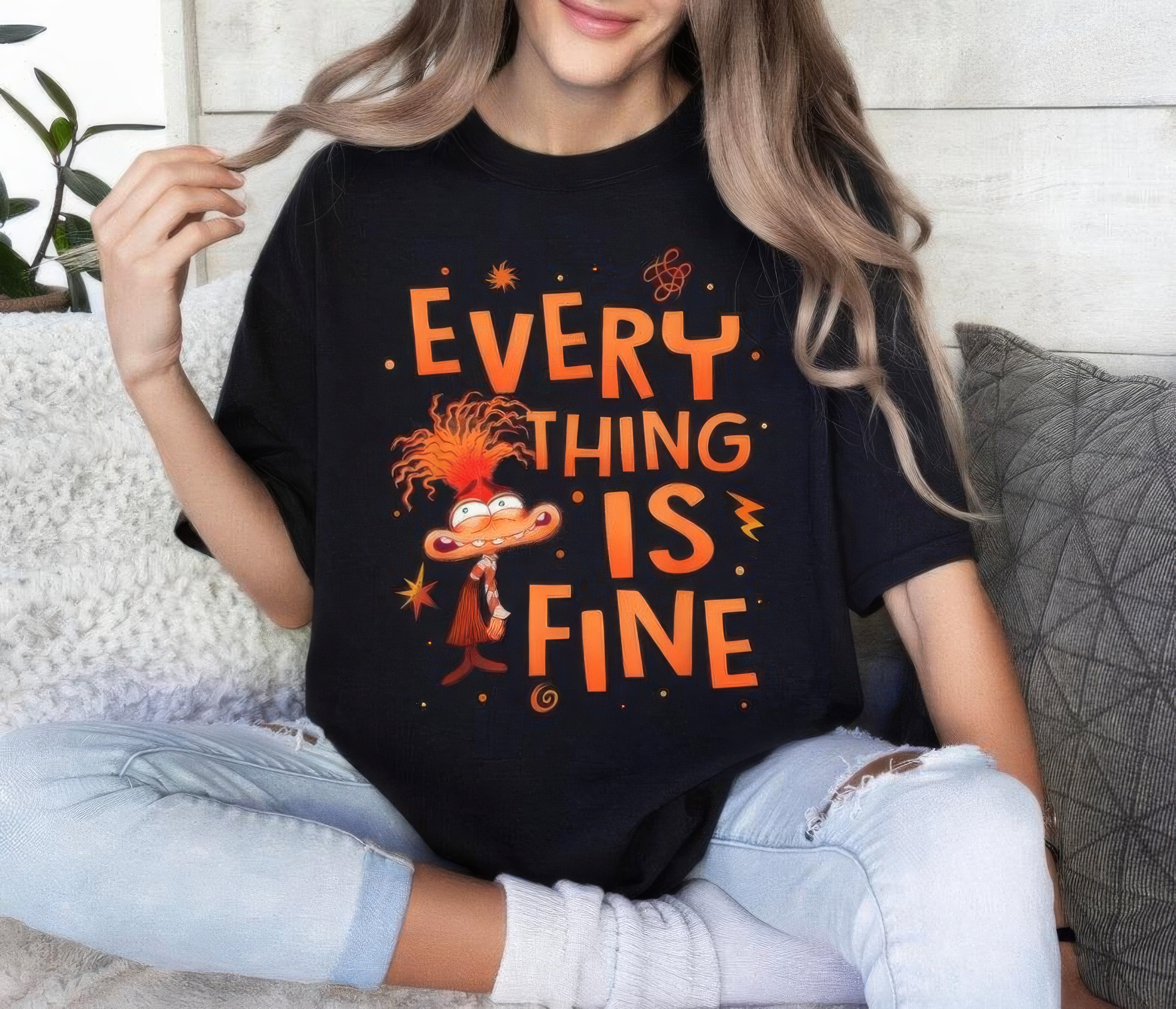 Everything ls Fine Anxiety Inside Out 2 Emotions T-Shirt,Crewneck,Hoodie,TS-C-611