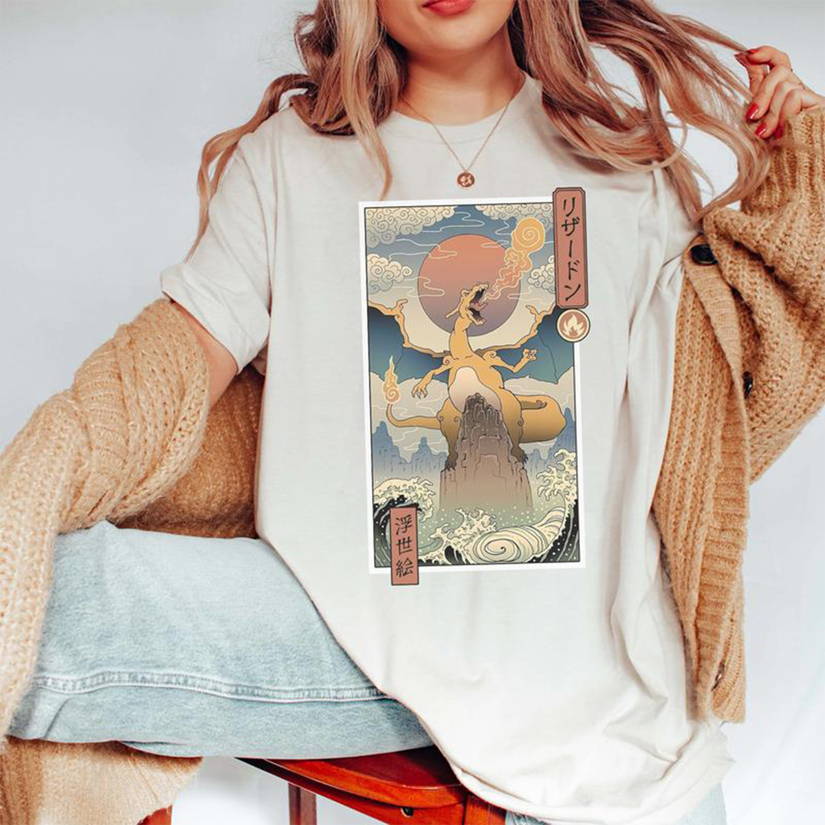 Fire Dragon Type Mon Inspired Graphic Anime T-Shirt,Crewneck,Hoodie,TS-C-484