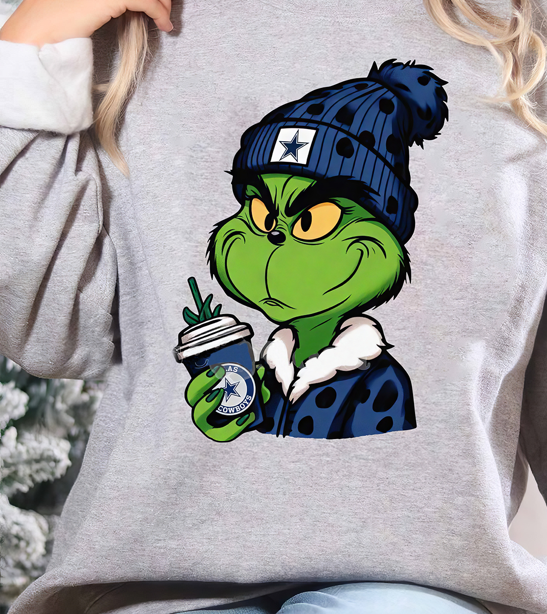 Cowboys × Grinch Football T-Shirt,Crewneck,Hoodie For Gift,TS-C-349