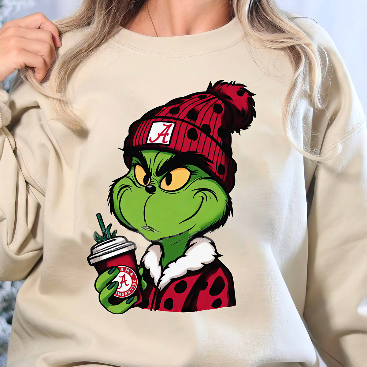 Alabama Crimson X Grinch Football T-Shirt,Crewneck,Hoodie For Gift,TS-C-348