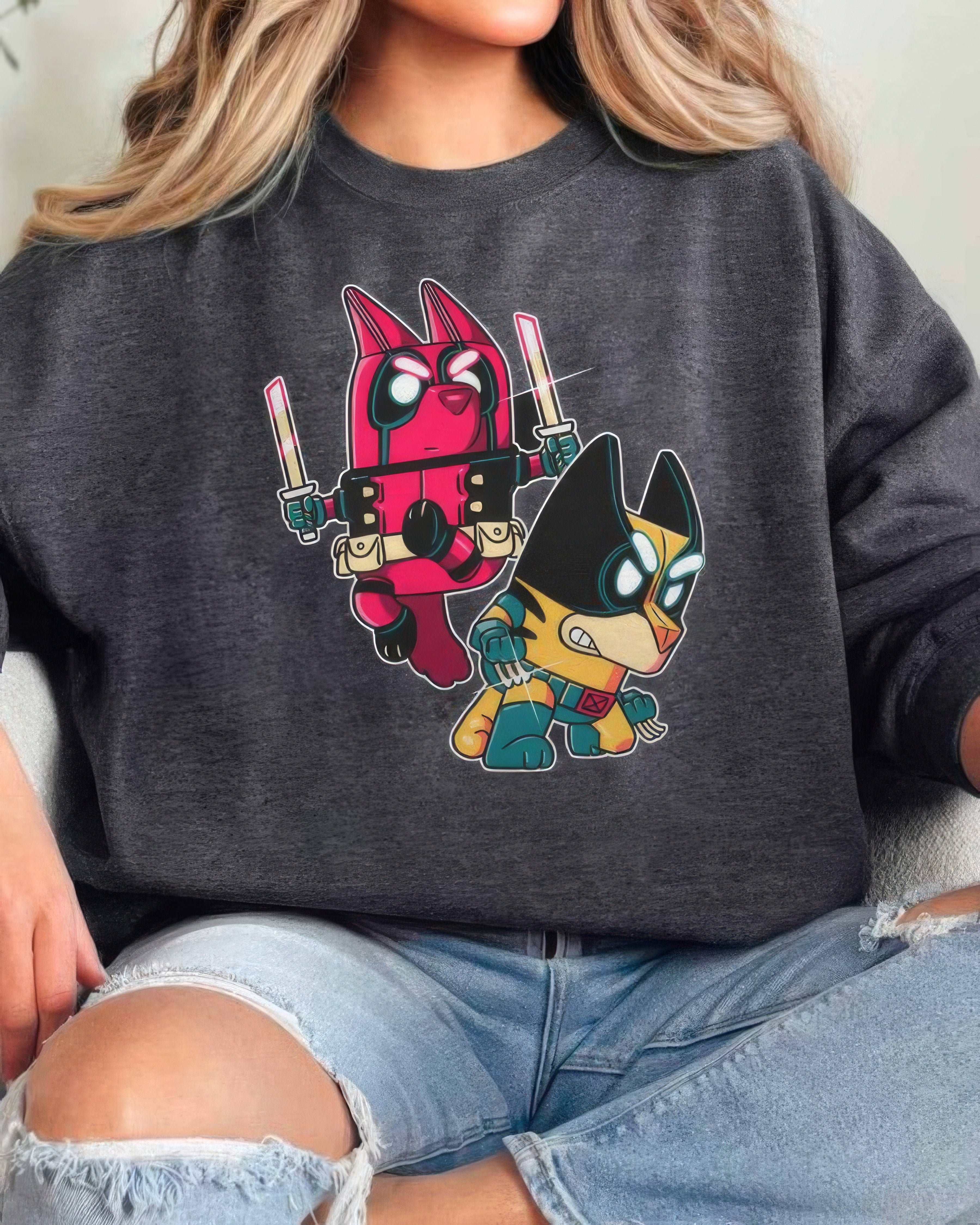 Cute Bluey DeadPool T-Shirt,Crewneck,Hoodie,H-C-178