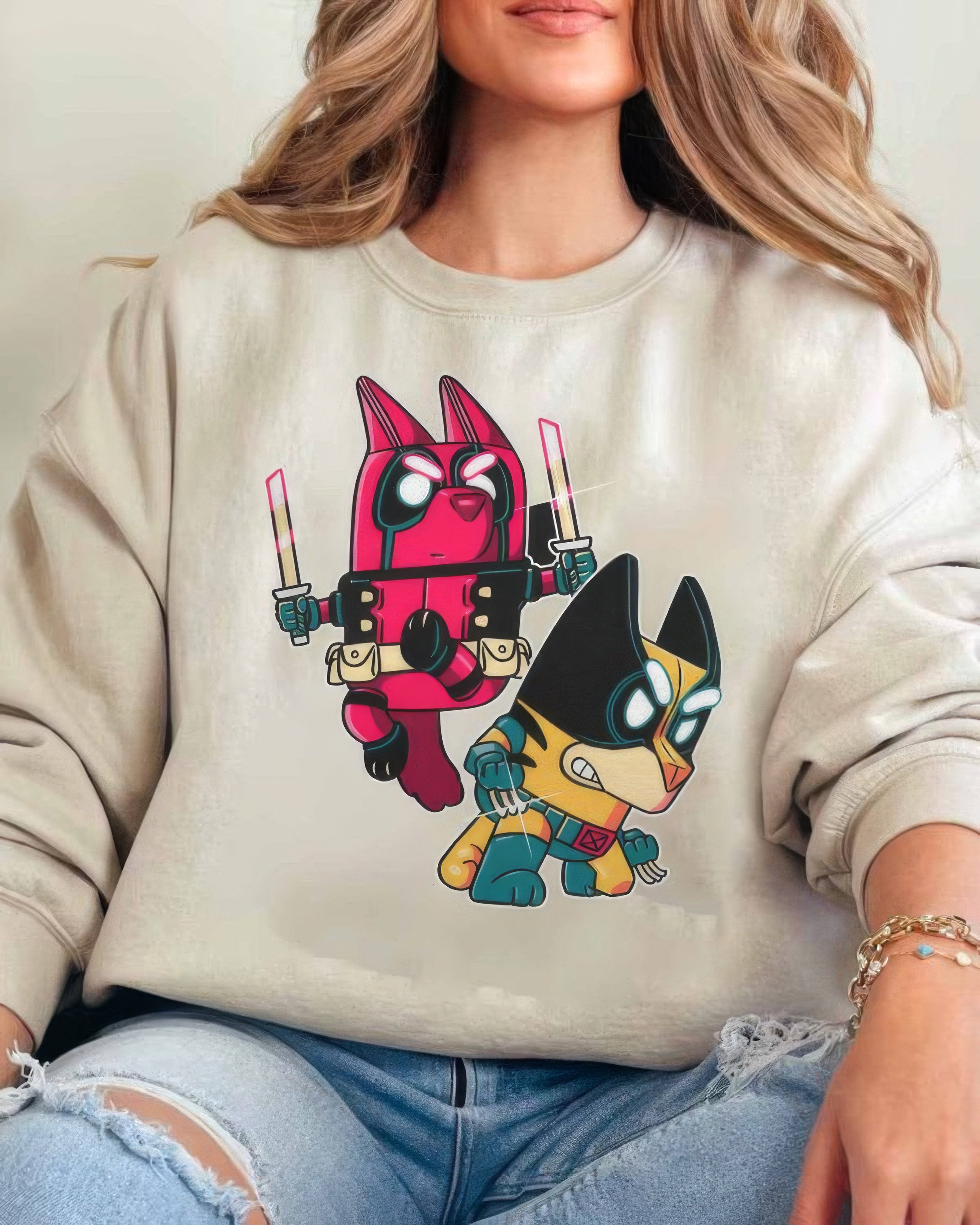 Cute Bluey DeadPool T-Shirt,Crewneck,Hoodie,H-C-178