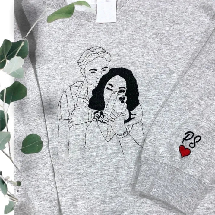 Personalized Couple Full-Color Embroidered Sweatshirt-The Perfect Gift for Your Love,M06