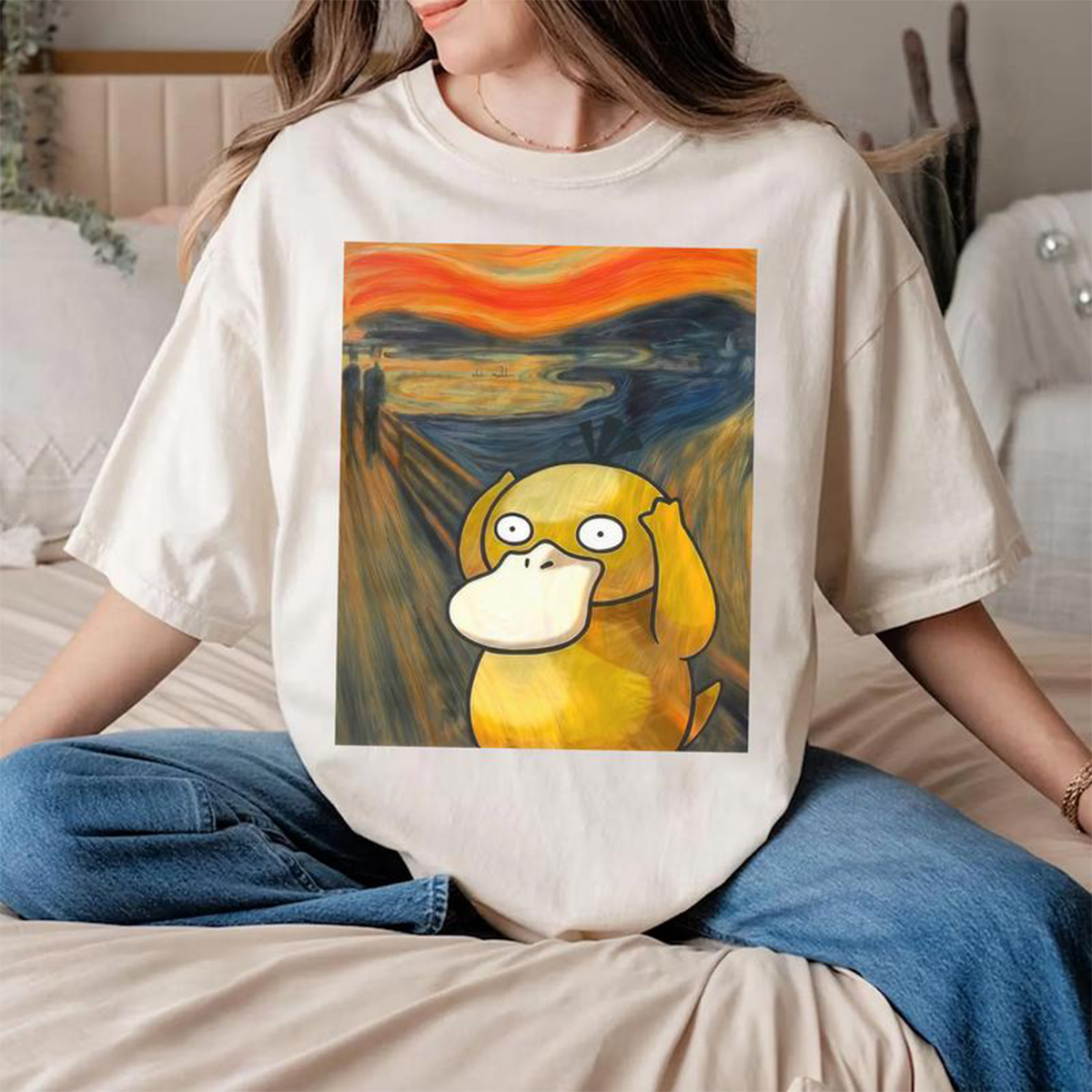 Scre4ming Psyduck Anime Vintage Unisex T-Shirt,Crewneck,Hoodie,TS-C-487