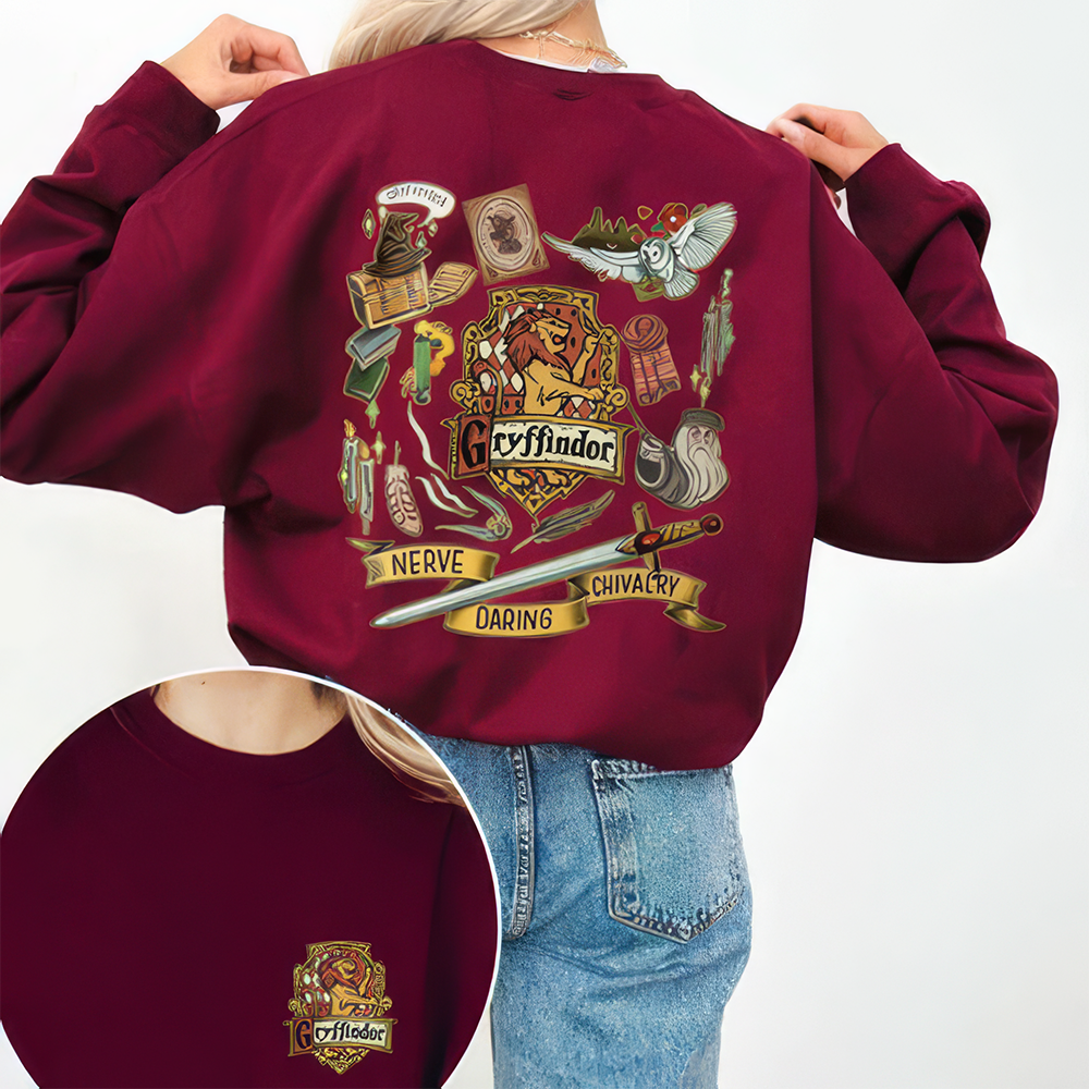 Wizard Harry Potter Four Houses Logo Hogwarts Crewneck,H-C-173