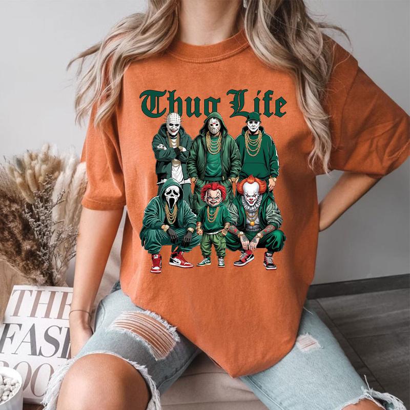 Sweat à capuche avec personnages d'horreur d'Halloween THUG LIFE, TS-C-103