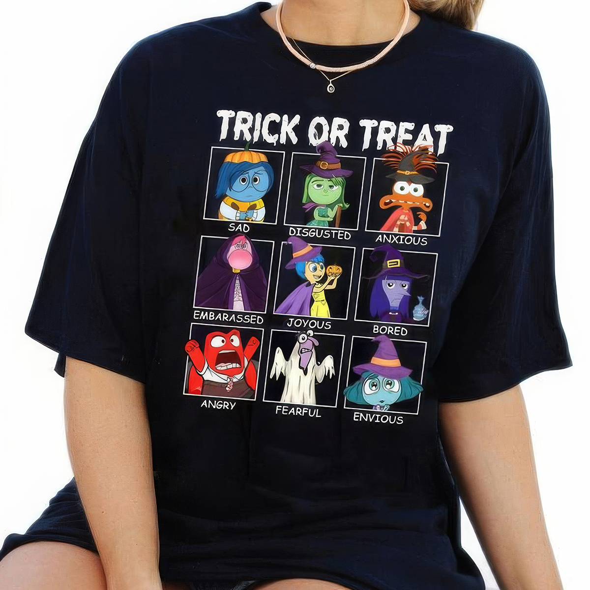 Trick Or Treat Halloween Inside Out Characters Emotions T-Shirt,Crewneck,Hoodie,TS-C-625