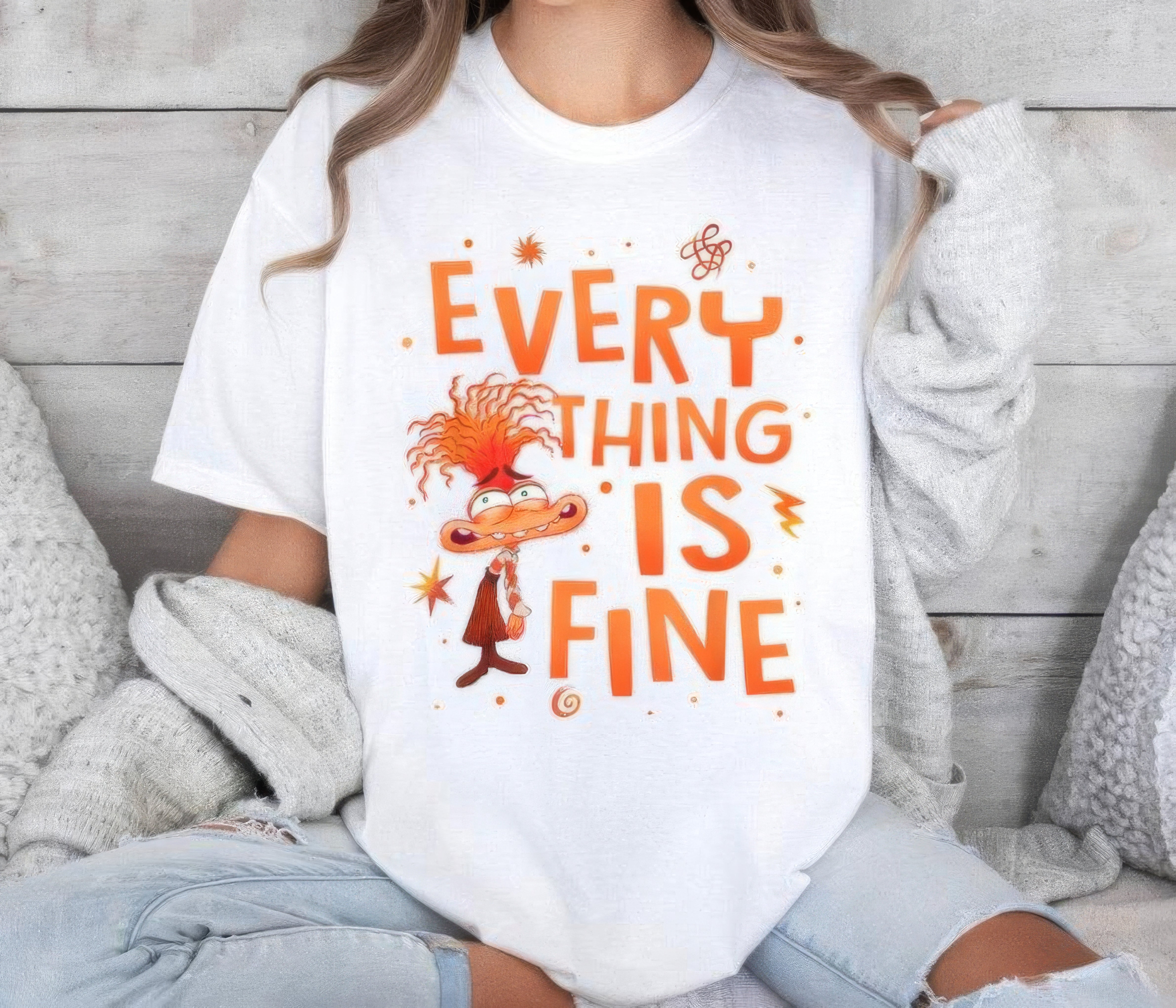 Everything ls Fine Anxiety Inside Out 2 Emotions T-Shirt,Crewneck,Hoodie,TS-C-611