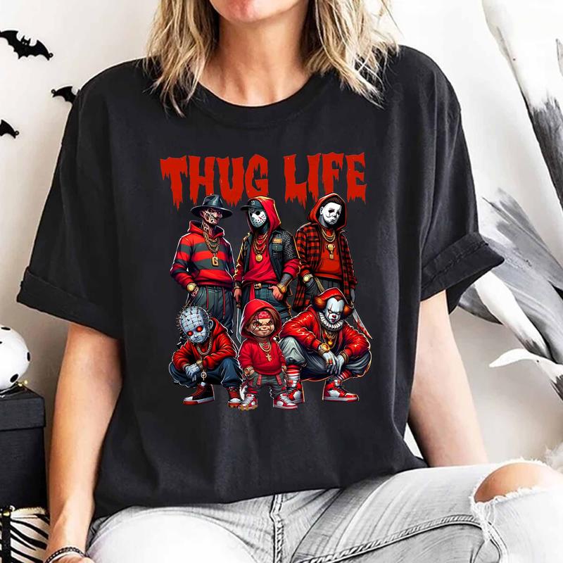 Sweat à capuche avec personnages d'horreur d'Halloween THUG LIFE, TS-C-103