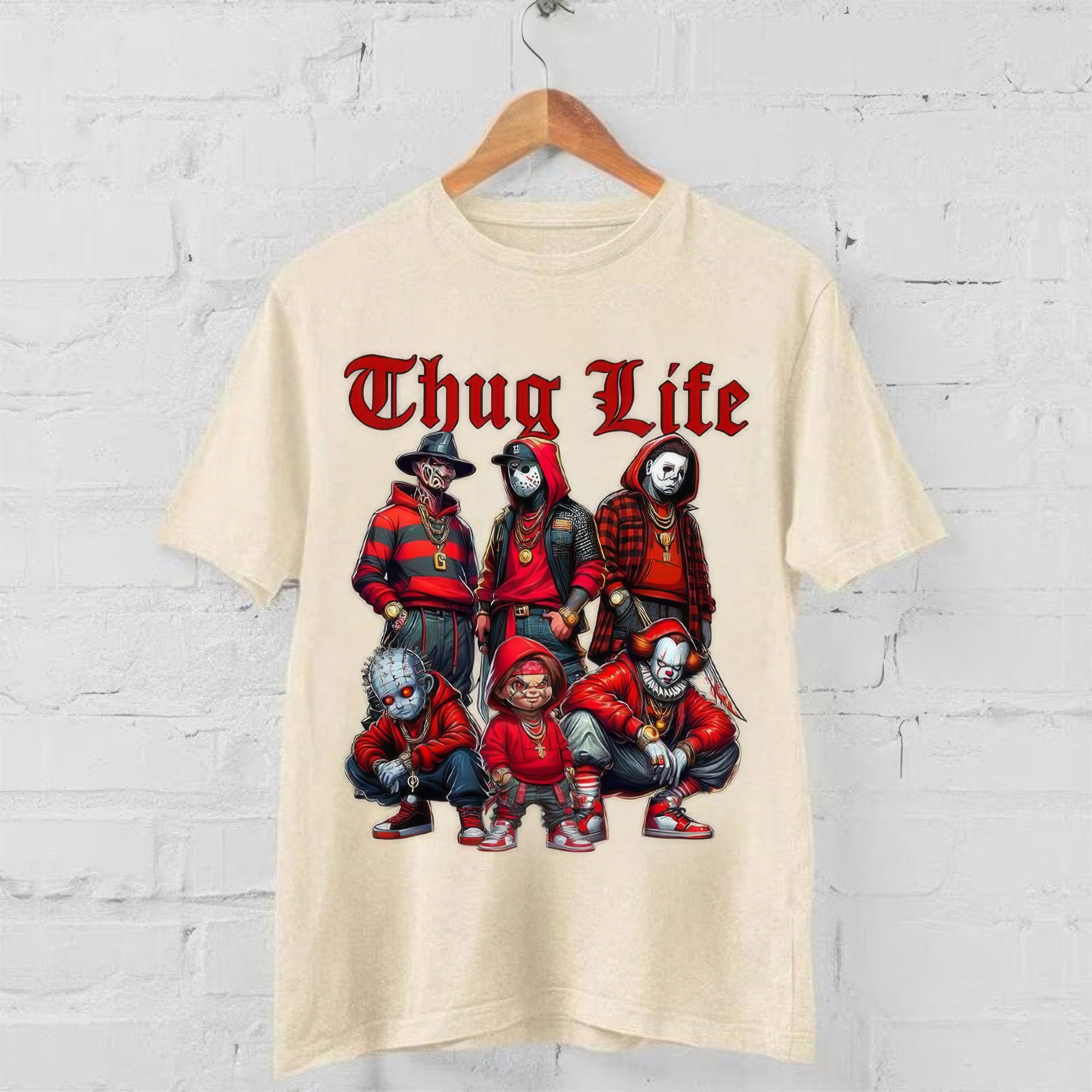 Sweat à capuche avec personnages d'horreur d'Halloween THUG LIFE, TS-C-103