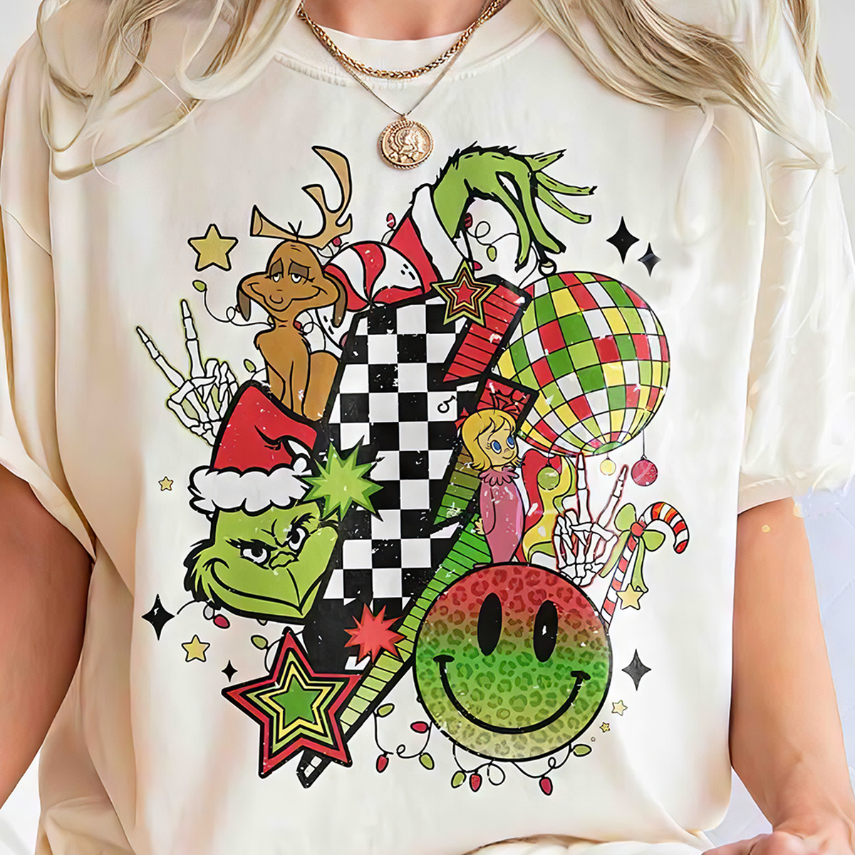 Grinch Retro Ball T-Shirt,Crewneck,Hoodie For Christmas Gift,TS-C-336