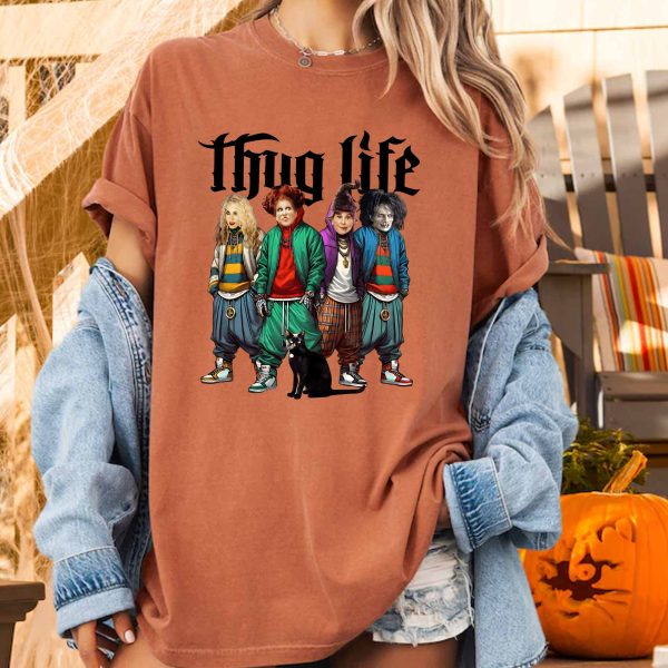 T-shirt Thug Life Halloween Hocus Pocus, col ras du cou, sweat à capuche, TS-C-080