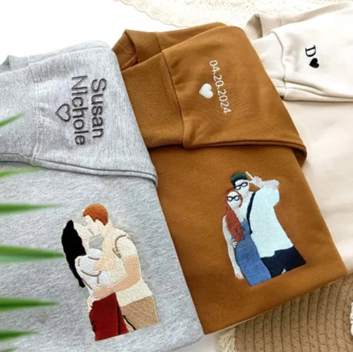 Personalized Couple Full-Color Embroidered Sweatshirt-The Perfect Gift for Your Love,M08