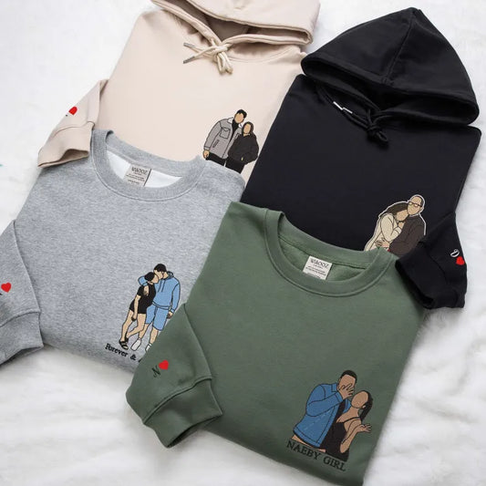 Personalized Couple Full-Color Embroidered Sweatshirt-The Perfect Gift for Your Love,M03