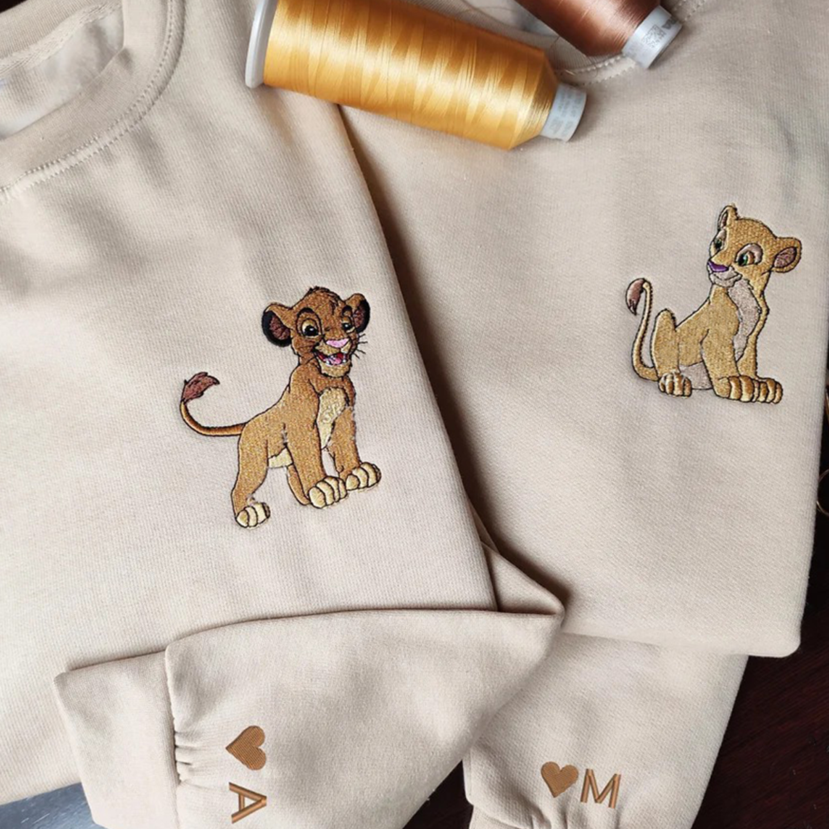 Embroidered Animal Couple Lovely Characters T-Shirt,Crewneck,Hoodie,TS-C-469