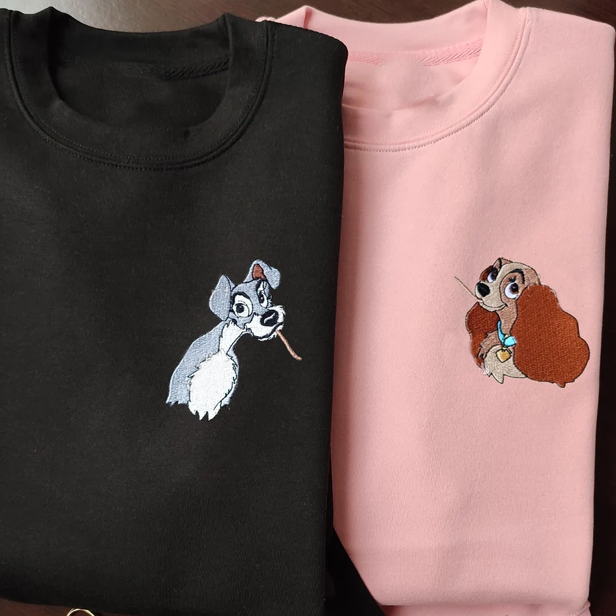 Embroidered Dog Couple Lovely Characters T-Shirt,Crewneck,Hoodie,TS-C-470