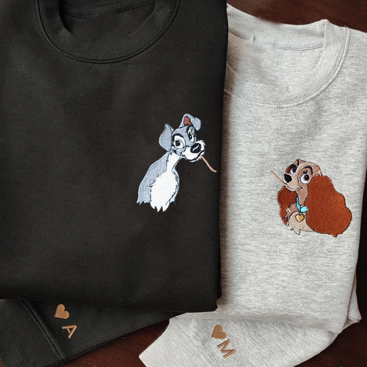 Embroidered Dog Couple Lovely Characters T-Shirt,Crewneck,Hoodie,TS-C-470