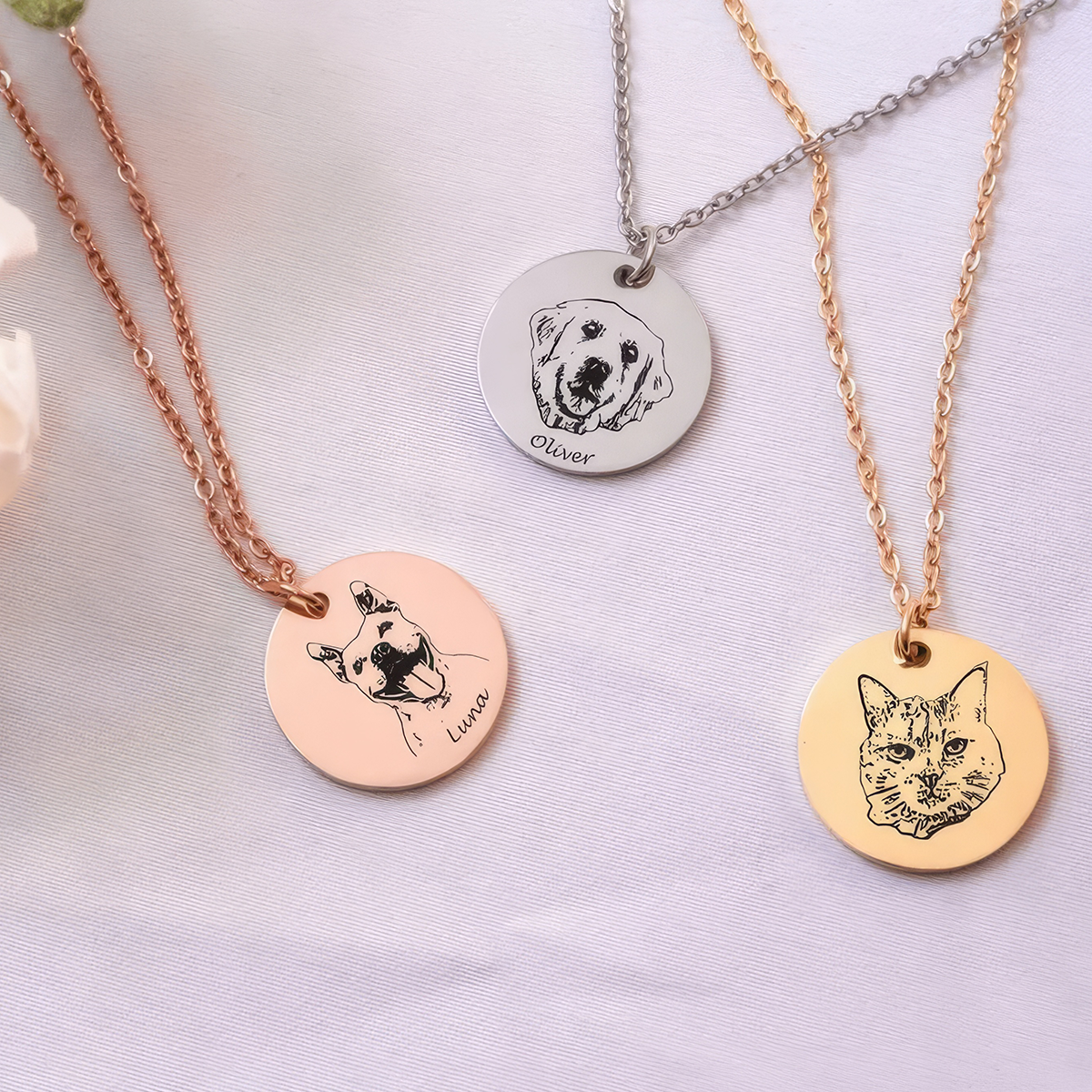 Custom Pet Dog Cat Photo Portrait Personalized Necklace Jewelry,J-A-262