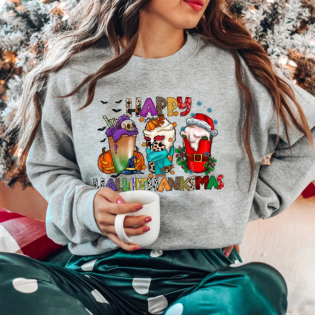 Happy Hallo ThanksMas Holiday Season Christmas T-Shirt,Crewneck,Hoodie,TS-C-660