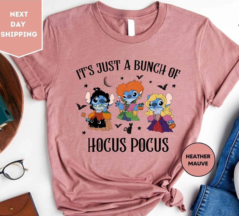 It's Just A Bunch Of Hocus Pocus Halloween Stitch T-Shirt,Crewneck,Hoodie,H-C-188