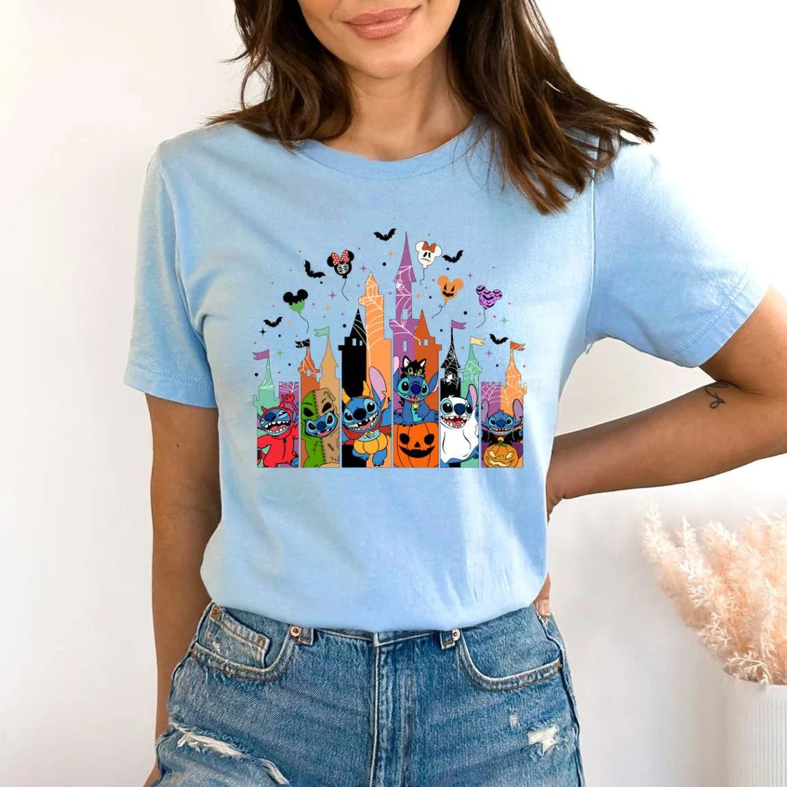 Halloween Disney Castle Stitch T-Shirt,Crewneck,Hoodie For Gift,H-C-186