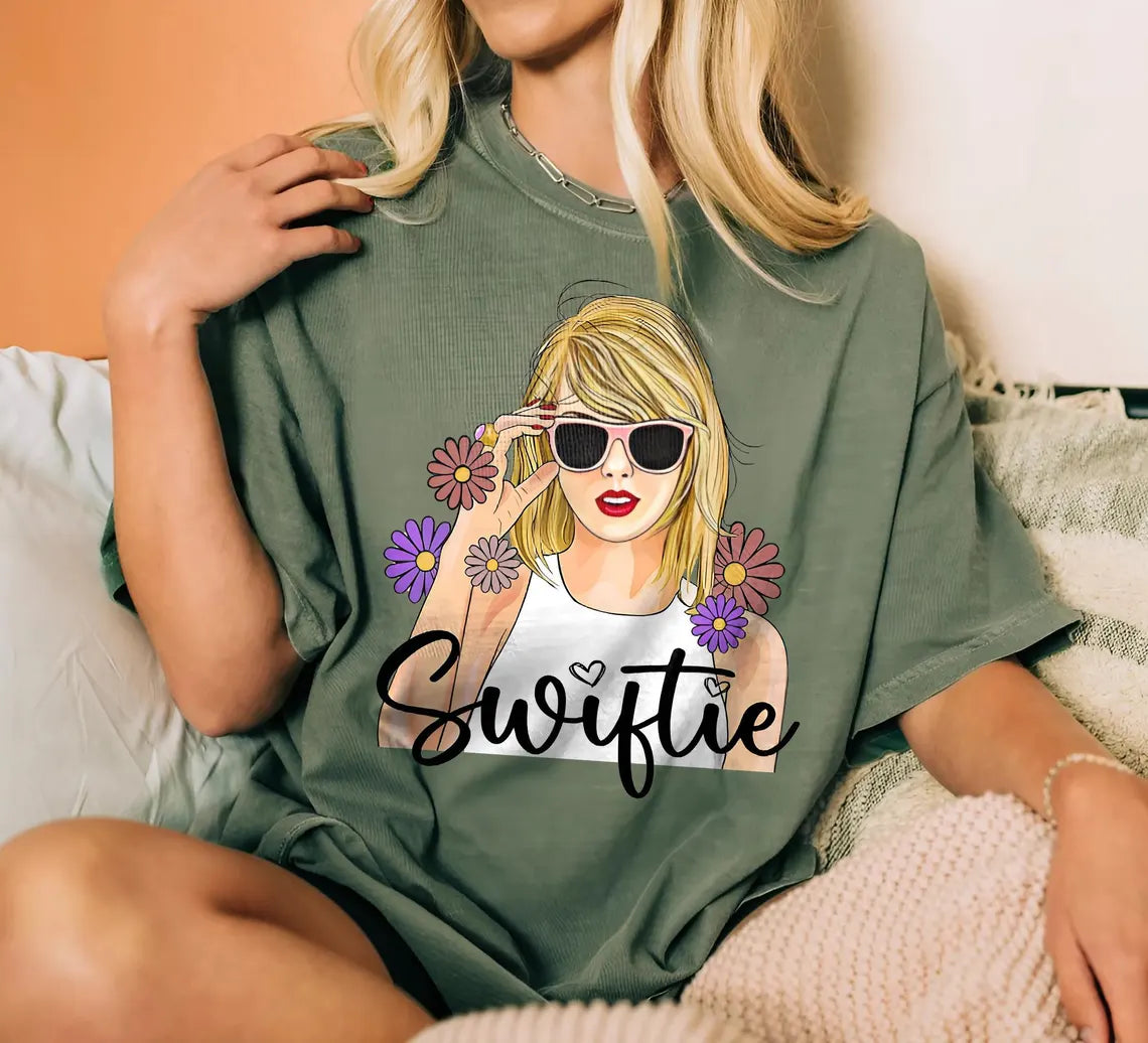 T-shirt à col ras du cou et capuche Taylor The Eras Tour Flower Little Swiftie, HP-099